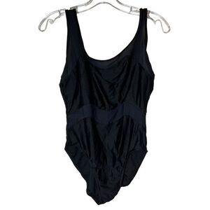 Oscar De La Renta VTG  Womens One-Piece Swimsuit 12 Black Mesh 90s Y2K